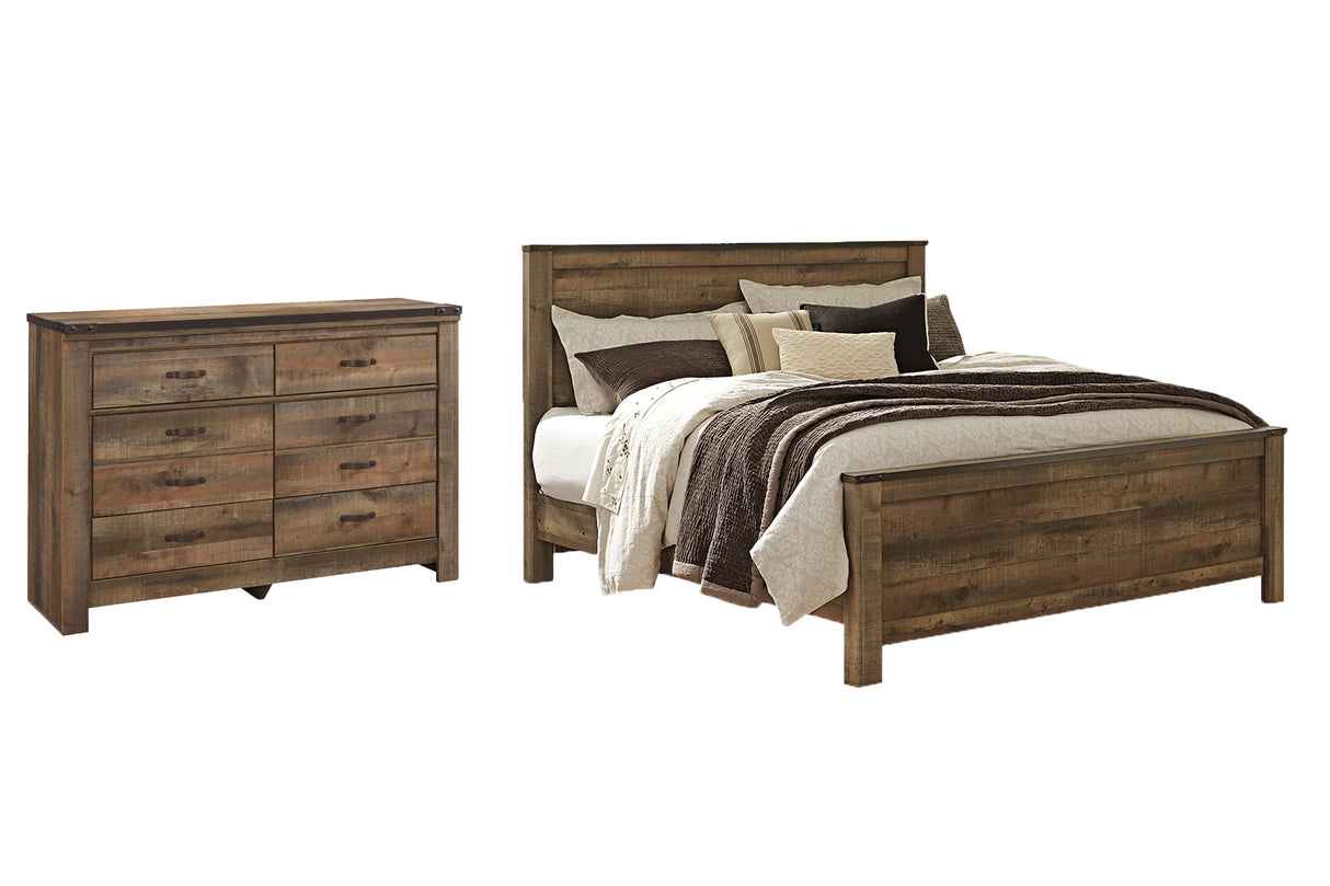 Trinell King Panel Bed with Dresser in Brown from Ashley - Luna Furniture