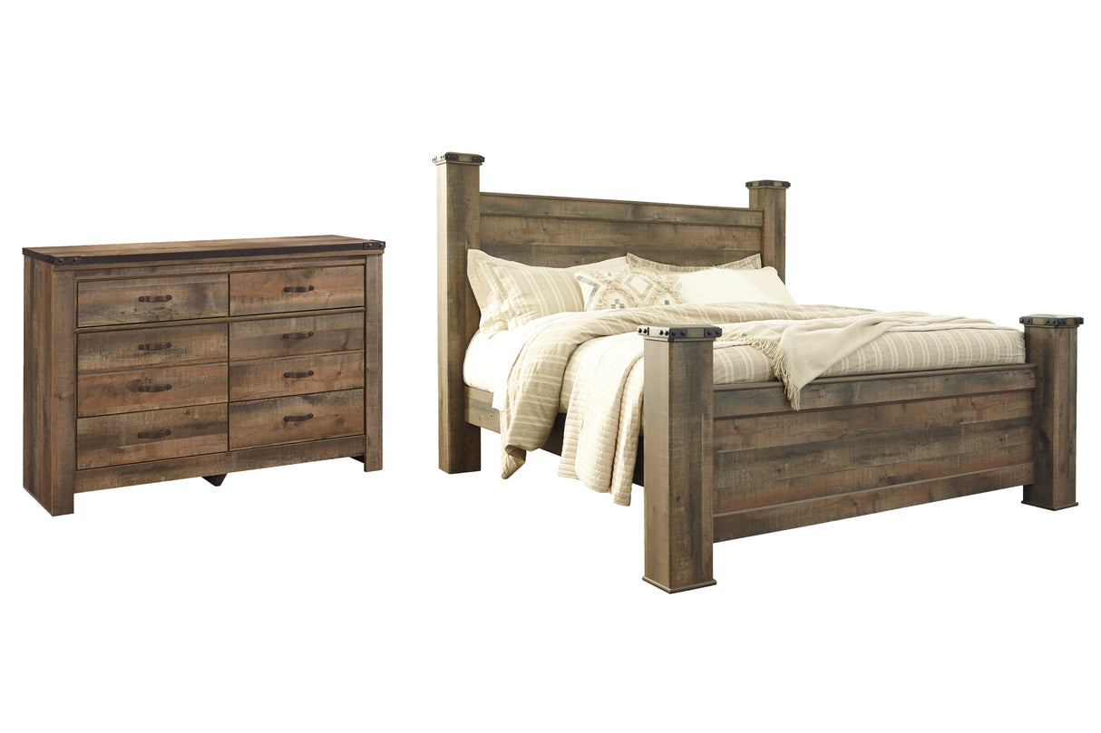 Trinell King Poster Bed with Dresser in Brown from Ashley - Luna Furniture