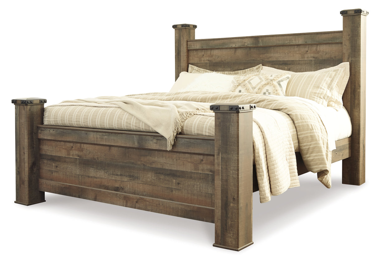 Trinell King Poster Bed with Dresser in Brown from Ashley - Luna Furniture