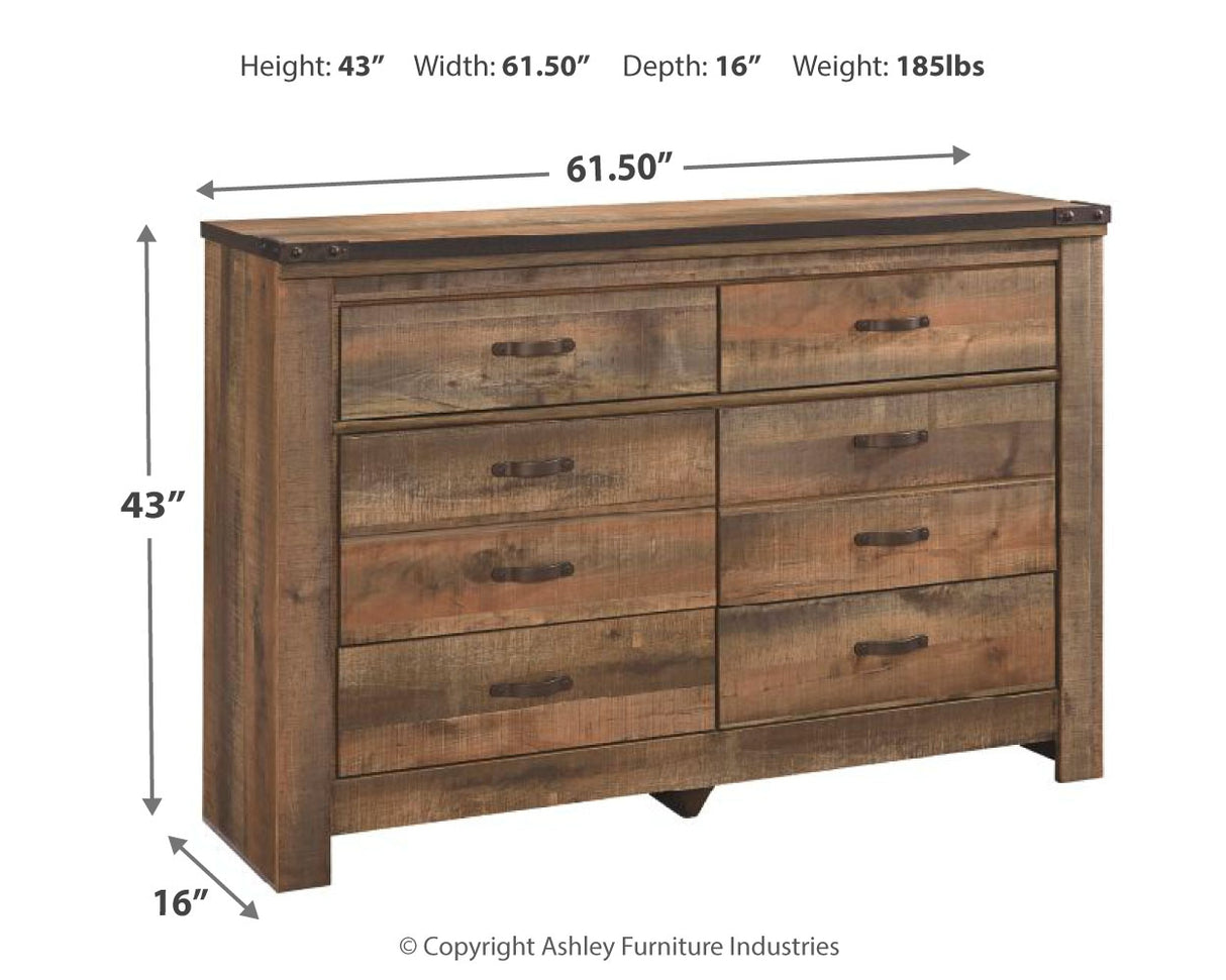 Trinell King Poster Bed with Dresser in Brown from Ashley - Luna Furniture