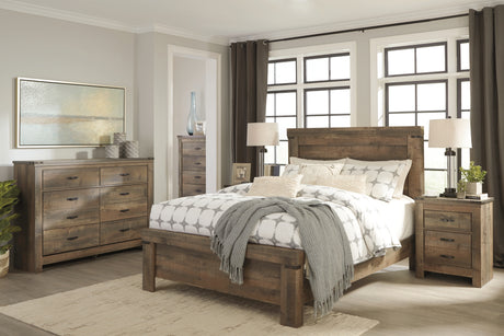 Trinell Queen Panel Bed with Dresser, Chest and 2 Nightstands in Brown from Ashley - Luna Furniture