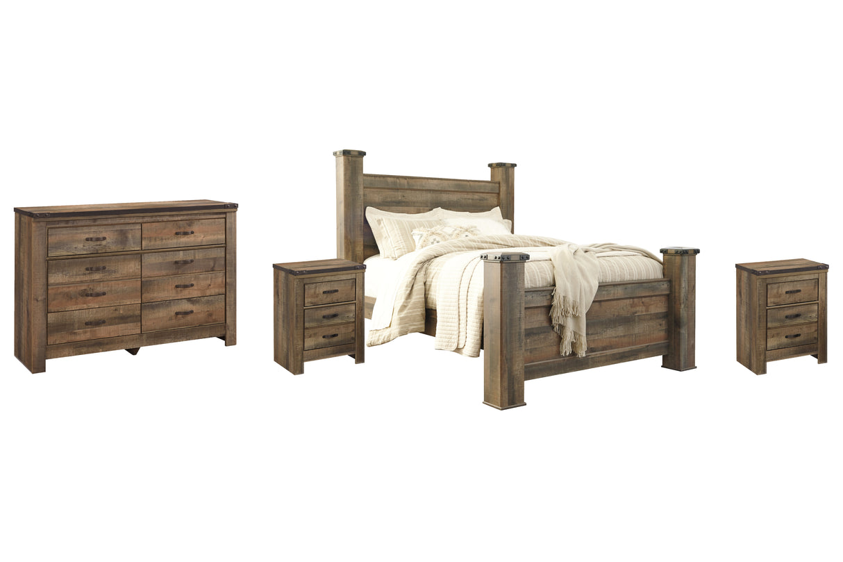 Trinell Queen Poster Bed with Dresser and 2 Nightstands in Brown - PKG005101