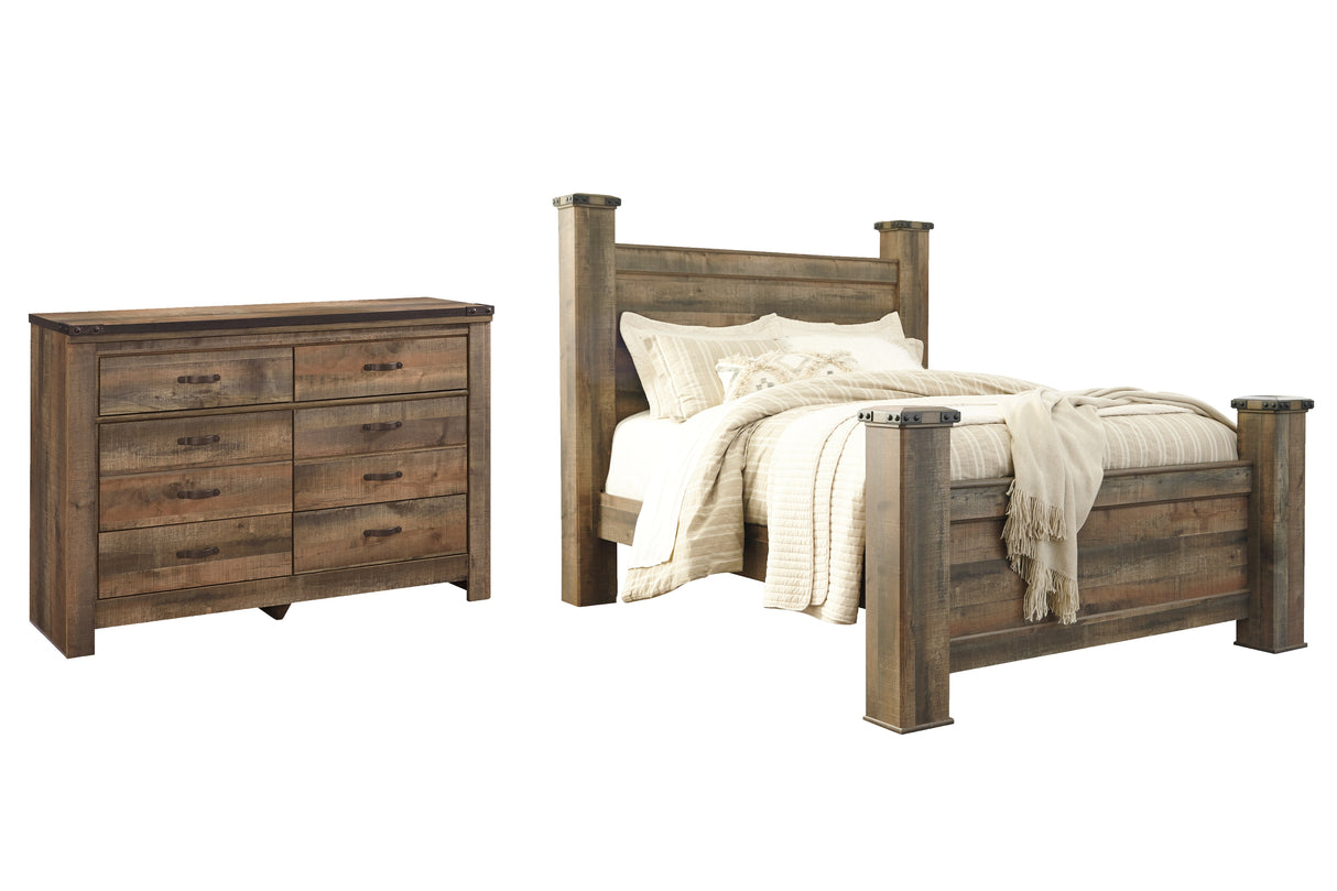 Trinell Queen Poster Bed with Dresser in Brown from Ashley - Luna Furniture