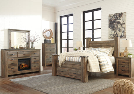 Trinell Queen Poster Bed with Dresser in Brown from Ashley - Luna Furniture