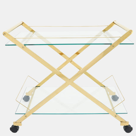 Two Tier 31" Rolling Bar Cart,gold Kd from Sagebrook Home - Luna Furniture