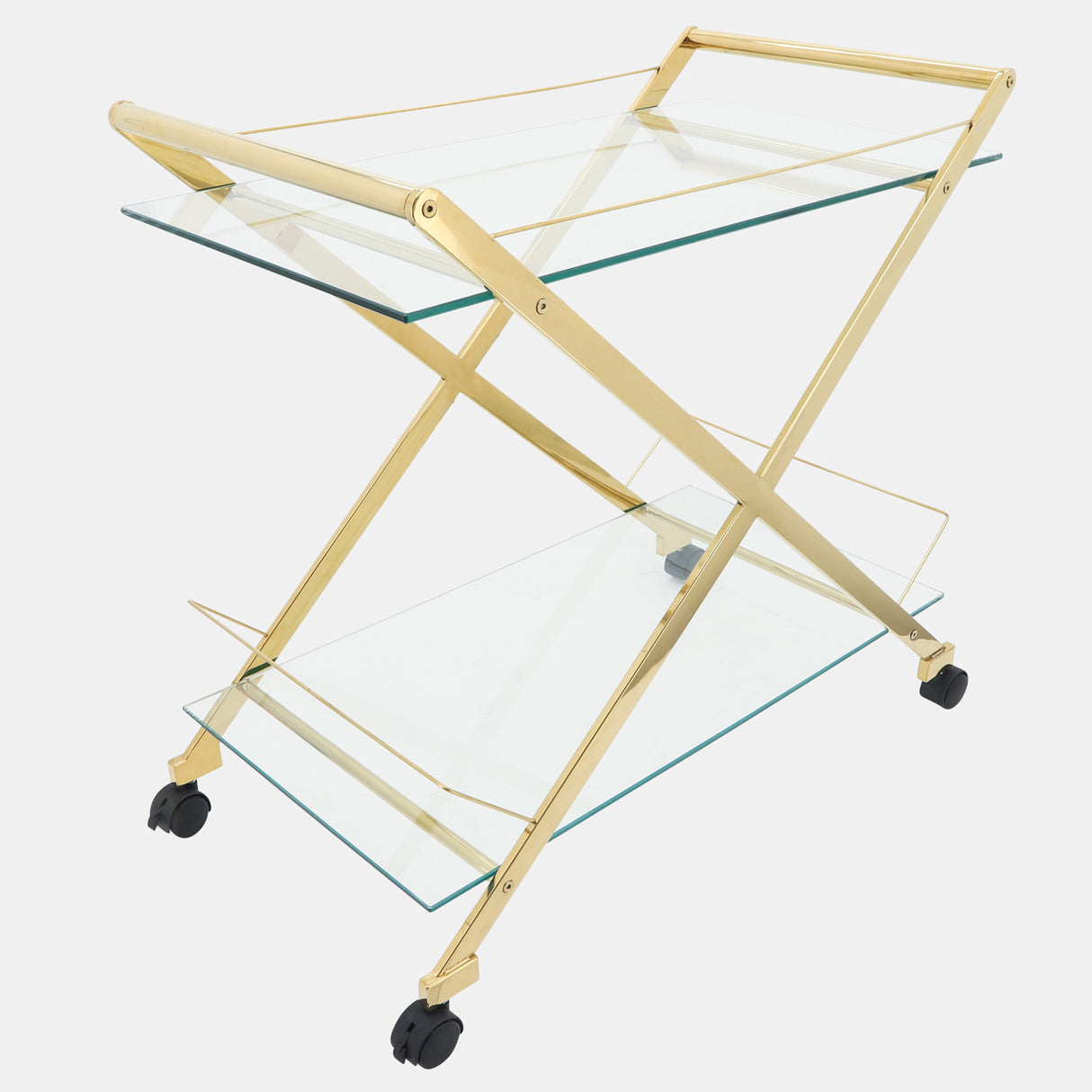 Two Tier 31" Rolling Bar Cart,gold Kd from Sagebrook Home - Luna Furniture