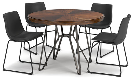 Two-tone Brown Centiar Dining Table and 4 Chairs - PKG013931