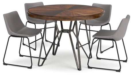 Two-tone Brown Centiar Dining Table and 4 Chairs - PKG013933