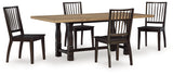 Two-tone Brown Charterton Dining Table and 4 Chairs - PKG015870