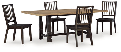 Two-tone Brown Charterton Dining Table and 4 Chairs - PKG015870