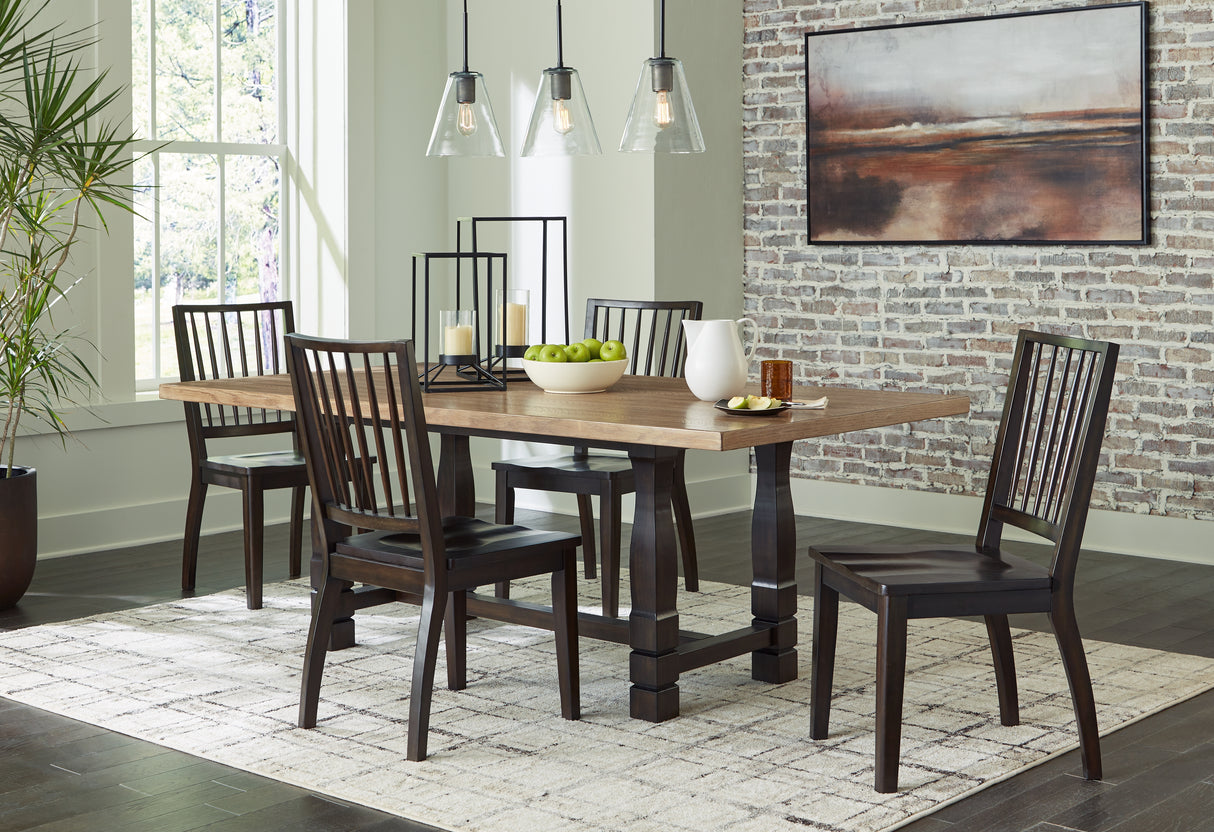 Two-tone Brown Charterton Dining Table and 4 Chairs - PKG015870