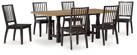 Two-tone Brown Charterton Dining Table and 6 Chairs - PKG015871