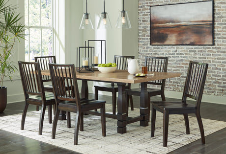 Two-tone Brown Charterton Dining Table and 6 Chairs - PKG015871