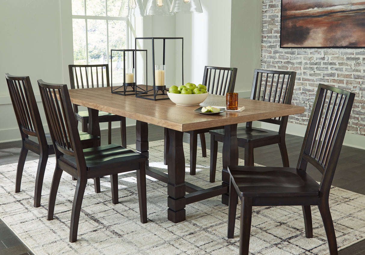 Two-tone Brown Charterton Dining Table and 6 Chairs - PKG015871