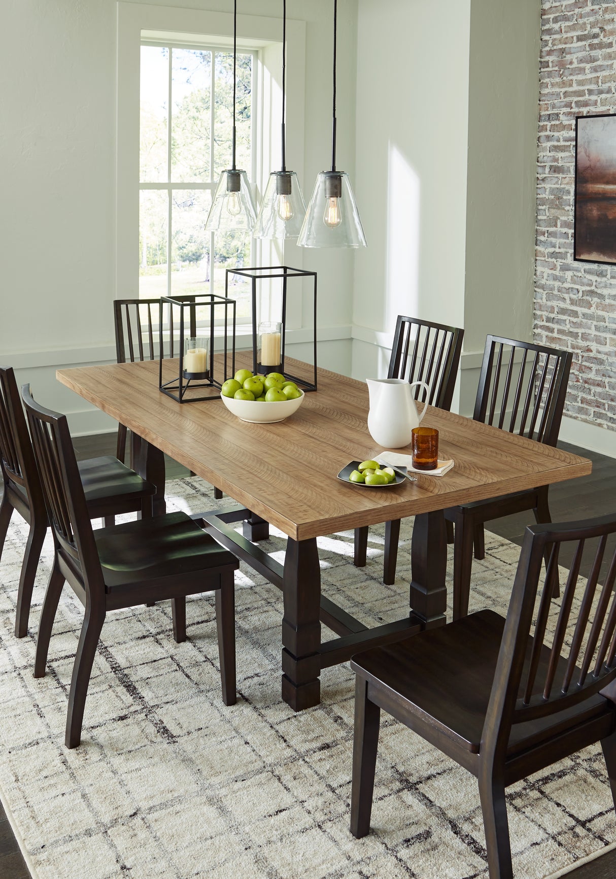 Two-tone Brown Charterton Dining Table and 6 Chairs - PKG015871