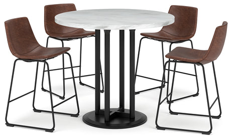 Two-tone Centiar Counter Height Dining Table and 4 Barstools - PKG014009