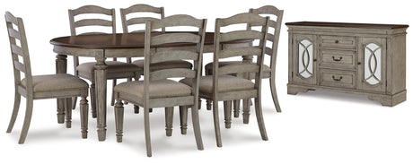 Two-tone Lodenbay Dining Table and 6 Chairs with Storage - PKG012097