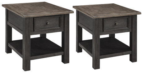 Tyler Creek 2 End Tables in Grayish Brown/Black - PKG008542