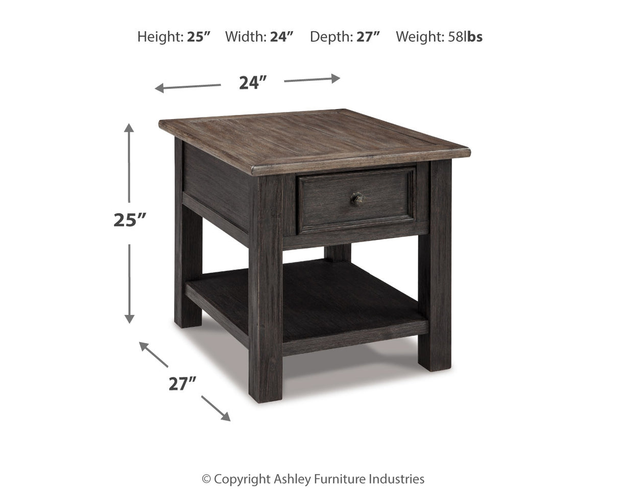 Tyler Creek 2 End Tables in Grayish Brown/Black - PKG008542