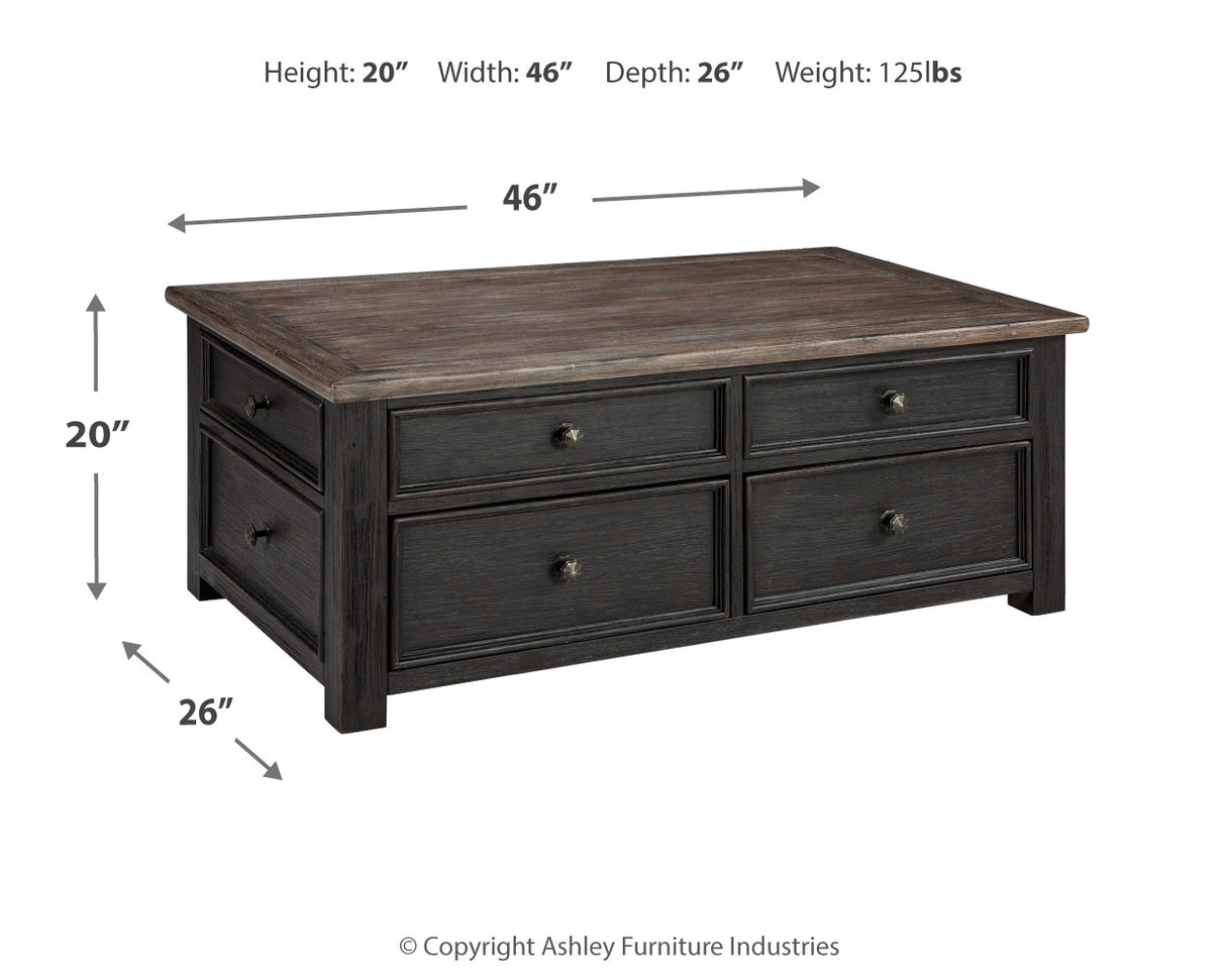 Tyler Creek Coffee Table with 1 End Table in Grayish Brown/Black - PKG008765