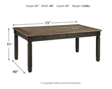 Tyler Creek Dining Table and 4 Chairs and Bench in Black/Gray - PKG000213