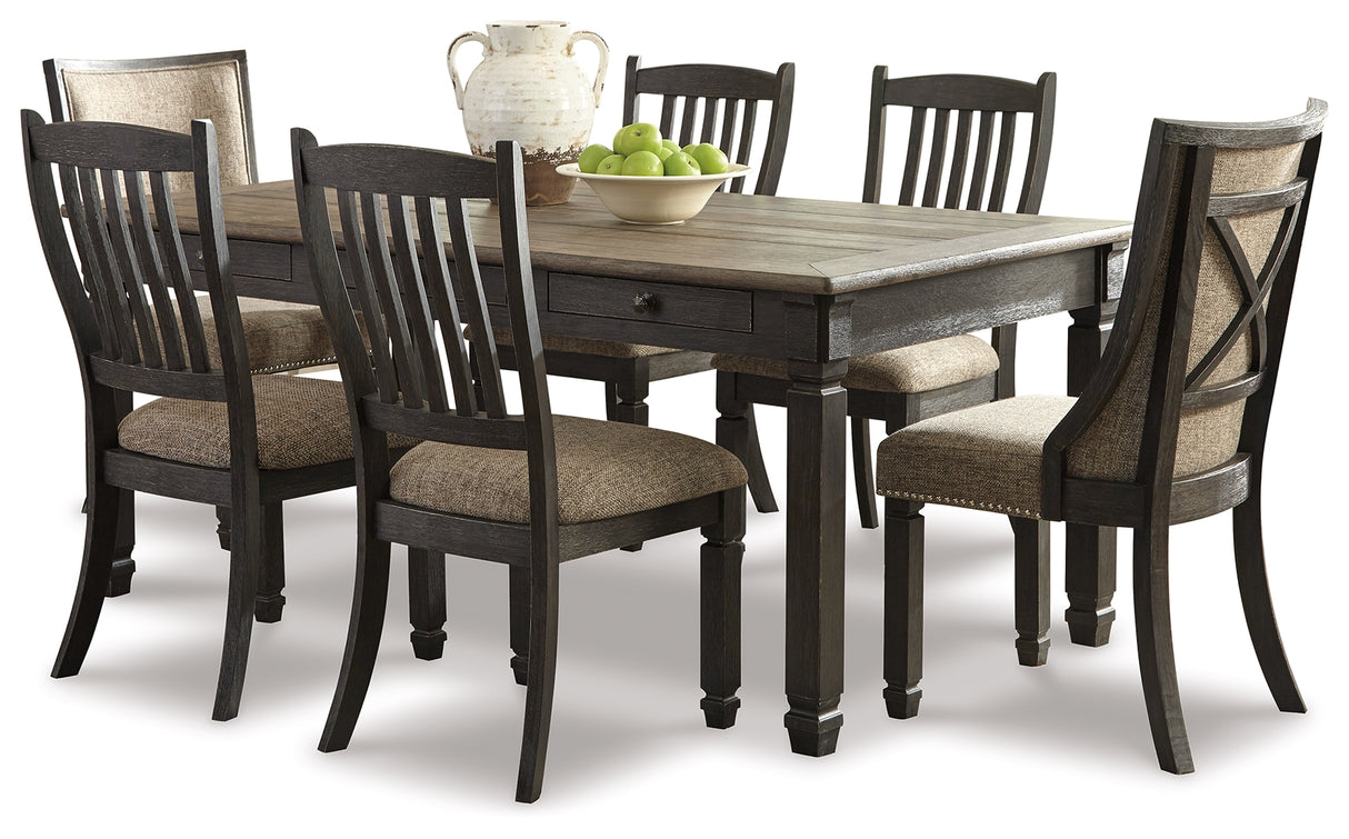 Tyler Creek Dining Table and 6 Chairs in Black/Gray - PKG000214