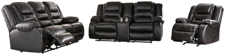 Vacherie Sofa, Loveseat and Recliner in Black - PKG001755