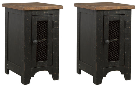 Valebeck 2 End Tables in Black/Brown - PKG008454