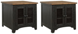 Valebeck 2 End Tables in Black/Brown - PKG008529