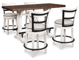 Valebeck Counter Height Dining Table and 4 Barstools in White - PKG002024