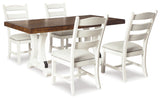 Valebeck Dining Table and 4 Chairs in White/Brown - PKG002019