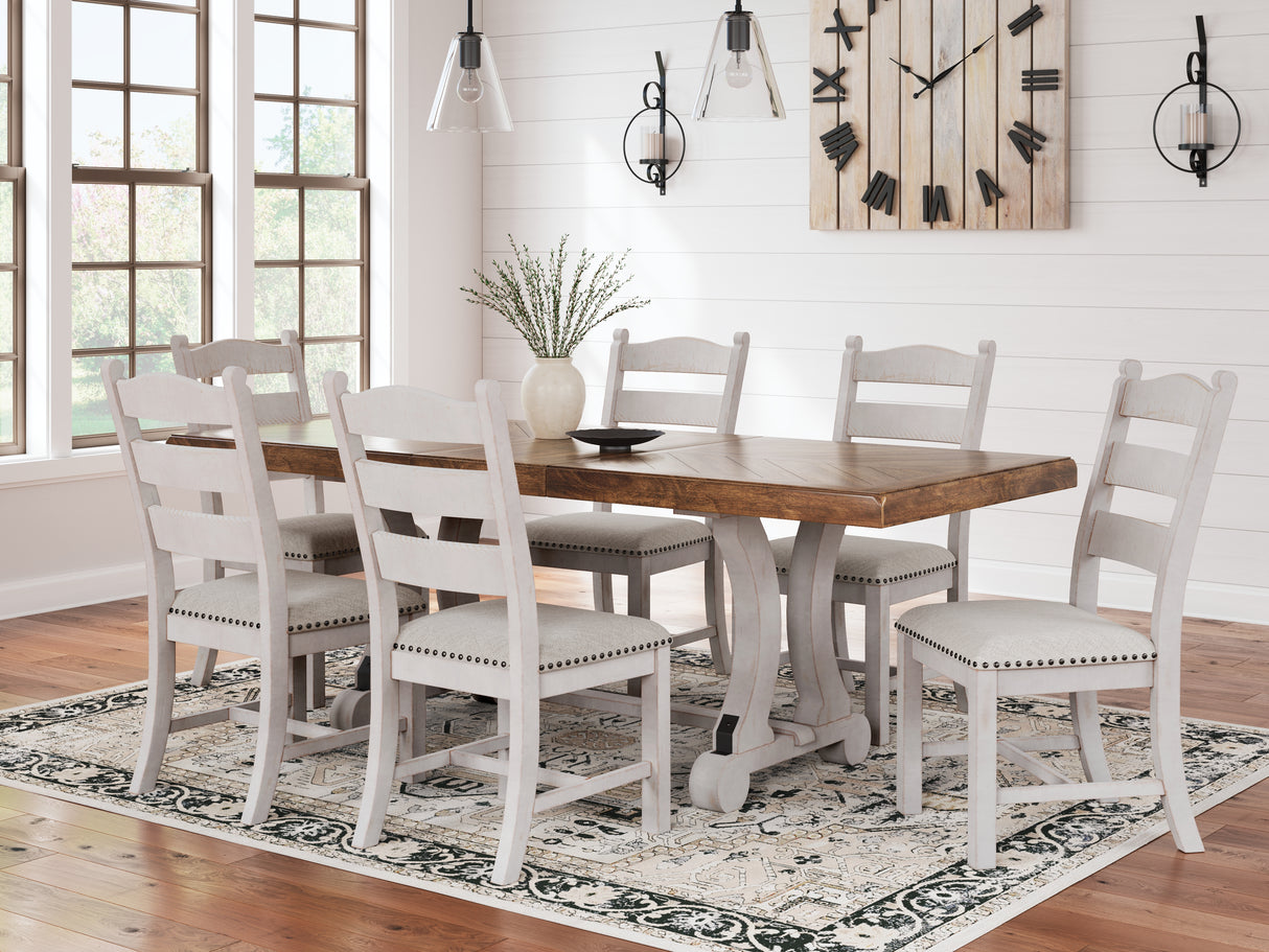 Valebeck Dining Table and 8 Chairs in White/Brown - PKG002021