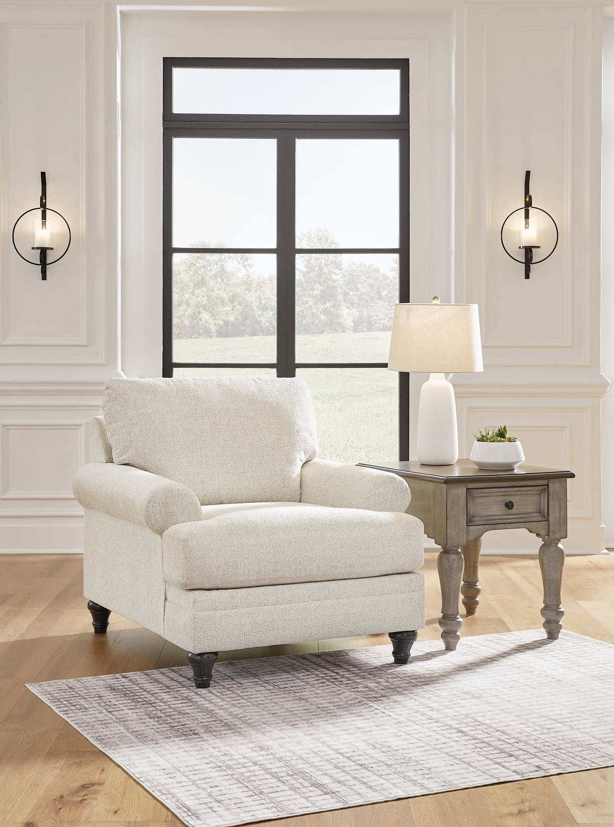 Valerani Chair and Ottoman in Sandstone - PKG015039