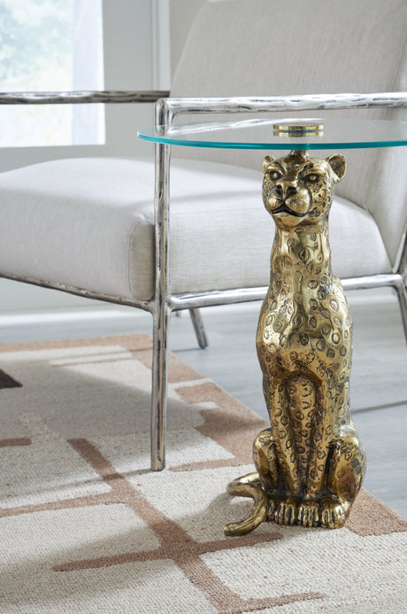 Vallain Antique Gold Finish Accent Table from Ashley - Luna Furniture