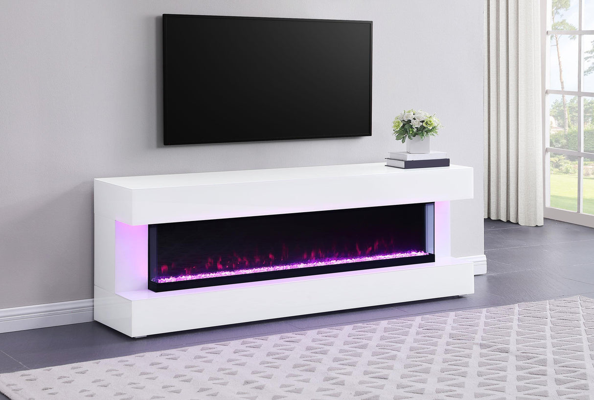 Vallerie 71" TV Stand Fireplace Console White - 710023