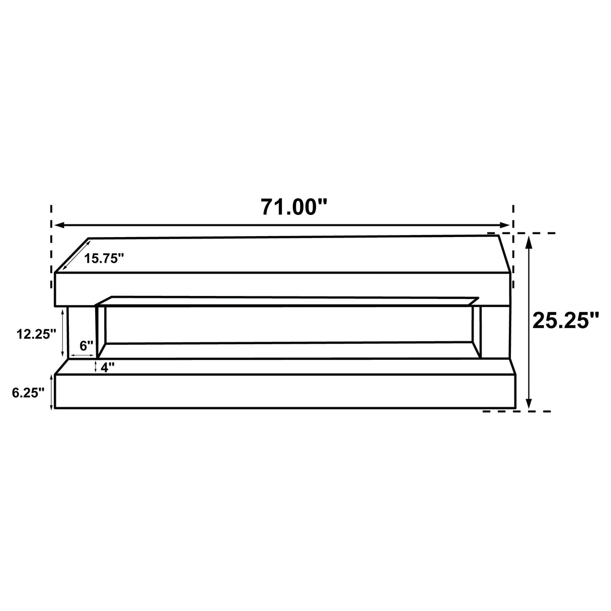 Vallerie 71" TV Stand Fireplace Console White - 710023