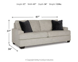 Vayda Sofa, Loveseat, Chair and Ottoman in Pebble - PKG015020