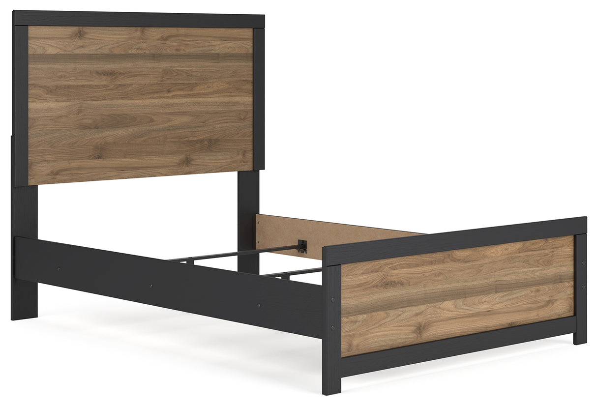 Vertani Full Panel Bed with 2 Nightstands in Black from Ashley - Luna Furniture