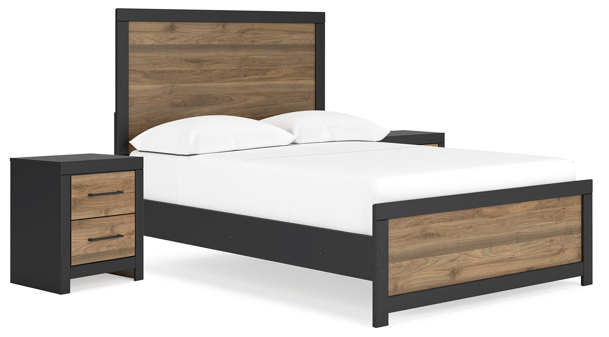 Vertani Full Panel Bed with 2 Nightstands in Black from Ashley - Luna Furniture