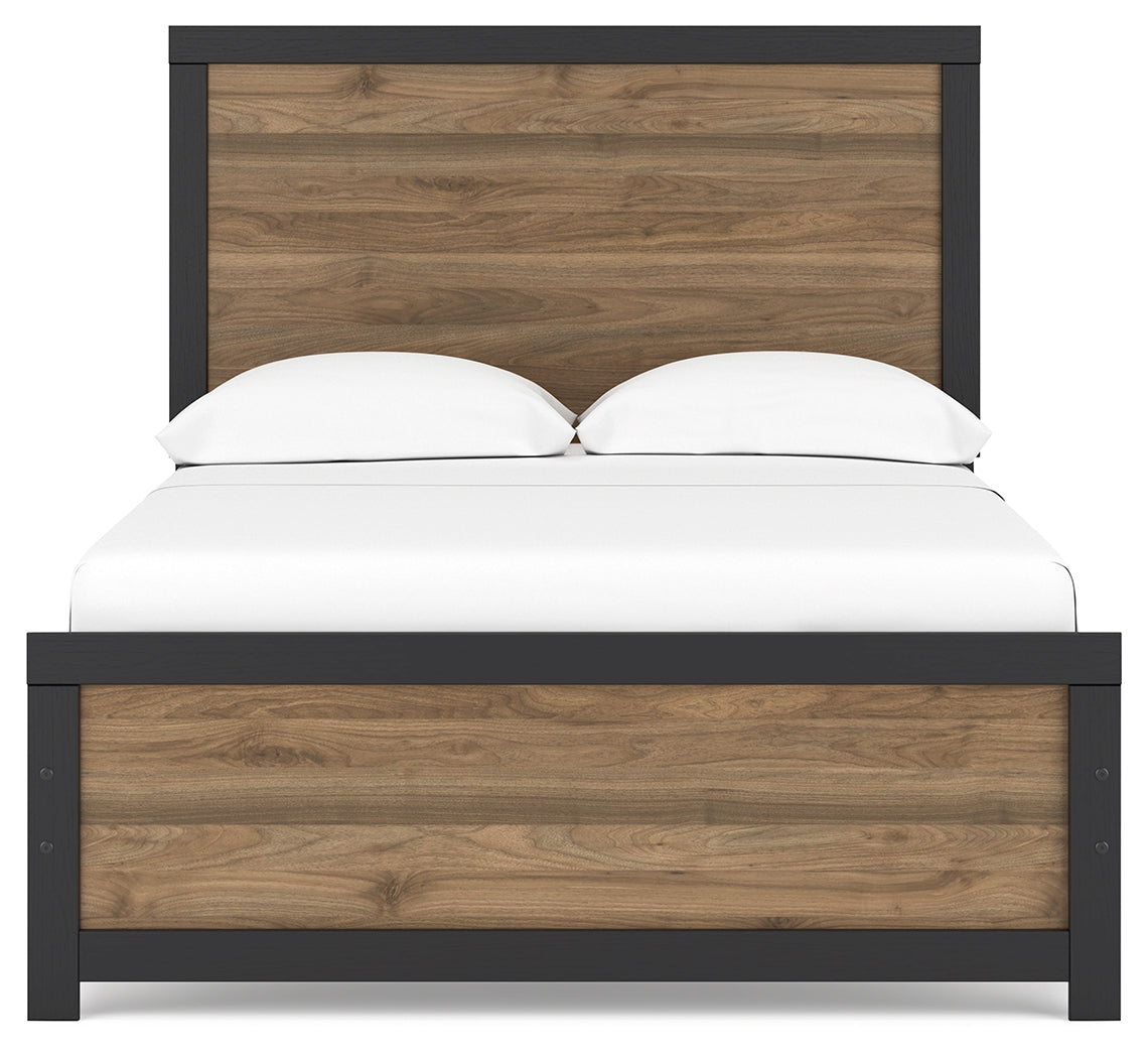 Vertani Full Panel Bed with 2 Nightstands in Black from Ashley - Luna Furniture