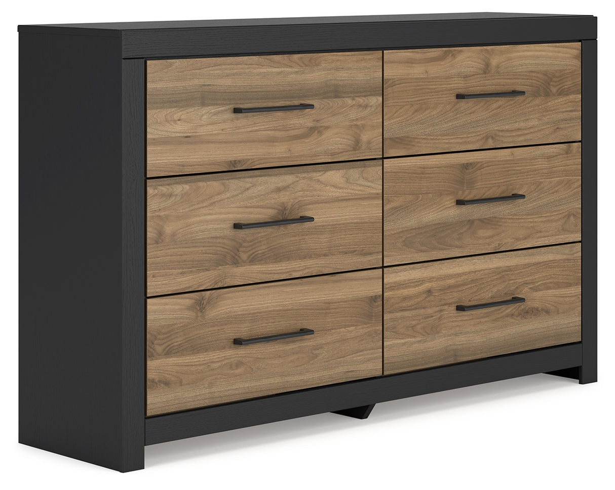 Vertani Full Panel Bed with Dresser and 2 Nightstands in Black from Ashley - Luna Furniture