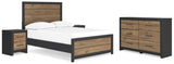 Vertani Full Panel Bed with Dresser and 2 Nightstands in Black from Ashley - Luna Furniture