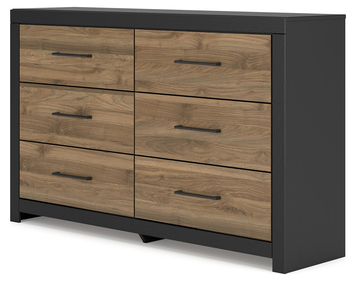 Vertani Full Panel Bed with Dresser and 2 Nightstands in Black from Ashley - Luna Furniture