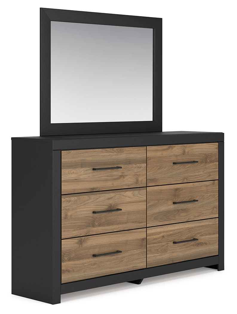 Vertani Full Panel Bed with Mirrored Dresser and 2 Nightstands in Black from Ashley - Luna Furniture