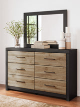 Vertani Full Panel Bed with Mirrored Dresser and 2 Nightstands in Black from Ashley - Luna Furniture