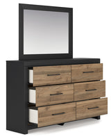 Vertani Full Panel Bed with Mirrored Dresser and 2 Nightstands in Black from Ashley - Luna Furniture