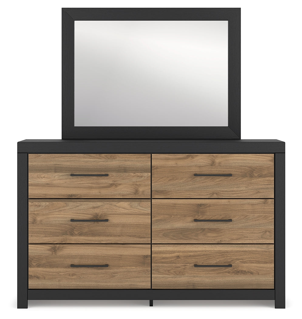 Vertani Full Panel Bed with Mirrored Dresser and 2 Nightstands in Black from Ashley - Luna Furniture