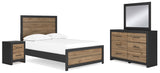 Vertani Full Panel Bed with Mirrored Dresser and Nightstand in Black from Ashley - Luna Furniture