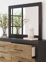 Vertani Full Panel Bed with Mirrored Dresser and Nightstand in Black from Ashley - Luna Furniture