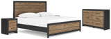 Vertani King Panel Bed with Dresser and 2 Nightstands in Black from Ashley - Luna Furniture